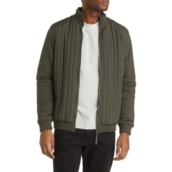 RAINS 18300 Unisex Sz Medium Evergreen Full Zip Liner High-Neck Jacket - Picture 1 of 10